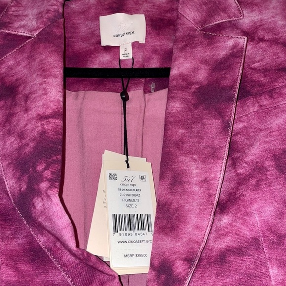 BLOW OUT SALE !!!! CINQ A SEPT TYE DYE KHLOE BLAZER PINK MAGENTA - Picture 4 of 8